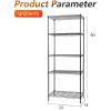 imageFDW 14quot D36quot W72quot H Wire Shelving Unit Metal Shelf with 5 Tier Adjustable Layer Rack Commercial Strong Steel for Restaurant Garage Pantry KitchenChromeBlack