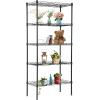 imageFDW 14quot D36quot W72quot H Wire Shelving Unit Metal Shelf with 5 Tier Adjustable Layer Rack Commercial Strong Steel for Restaurant Garage Pantry KitchenChromeBlack