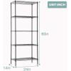 imageFDW 14quot D36quot W72quot H Wire Shelving Unit Metal Shelf with 5 Tier Adjustable Layer Rack Commercial Strong Steel for Restaurant Garage Pantry KitchenChromeBlack