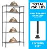 imageFDW 14quot D36quot W72quot H Wire Shelving Unit Metal Shelf with 5 Tier Adjustable Layer Rack Commercial Strong Steel for Restaurant Garage Pantry KitchenChromeBlack