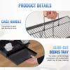 imageFDW 39 Inch Bird Cage Parakeet Cage with Play Top Rolling Stand ampamp Easy Clean PullOut Tray Roof Top Parrot Cage for for Finches Canaries Parakeets Cockatiels ampamp Other Small Birds Black