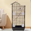 imageFDW 39 Inch Bird Cage Parakeet Cage with Play Top Rolling Stand ampamp Easy Clean PullOut Tray Roof Top Parrot Cage for for Finches Canaries Parakeets Cockatiels ampamp Other Small Birds Black