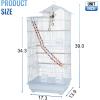 imageFDW 39 Inch Bird Cage Parakeet Cage with Play Top Rolling Stand ampamp Easy Clean PullOut Tray Roof Top Parrot Cage for for Finches Canaries Parakeets Cockatiels ampamp Other Small Birds White