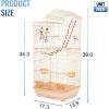 imageFDW 39 Inch Bird Cage Parakeet Cage with Play Top Rolling Stand ampamp Easy Clean PullOut Tray Roof Top Parrot Cage for for Finches Canaries Parakeets Cockatiels ampamp Other Small Birds Almond