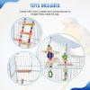 imageFDW 39 Inch Bird Cage Parakeet Cage with Play Top Rolling Stand ampamp Easy Clean PullOut Tray Roof Top Parrot Cage for for Finches Canaries Parakeets Cockatiels ampamp Other Small Birds White