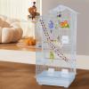 imageFDW 39 Inch Bird Cage Parakeet Cage with Play Top Rolling Stand ampamp Easy Clean PullOut Tray Roof Top Parrot Cage for for Finches Canaries Parakeets Cockatiels ampamp Other Small Birds White