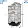 imageFDW 39 Inch Bird Cage Parakeet Cage with Play Top Rolling Stand ampamp Easy Clean PullOut Tray Roof Top Parrot Cage for for Finches Canaries Parakeets Cockatiels ampamp Other Small Birds Black