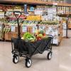 imageFDW 39L Collapsible Wagon Cart Heavy Duty Utility Folding Wagon for Outdoor Sports 330 LBS Weight Capacity Camping Garden and Shopping BlackBlack