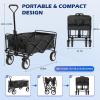 imageFDW 39L Collapsible Wagon Cart Heavy Duty Utility Folding Wagon for Outdoor Sports 330 LBS Weight Capacity Camping Garden and Shopping BlackBlack
