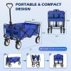 imageFDW 39L Collapsible Wagon Cart Heavy Duty Utility Folding Wagon for Outdoor Sports 330 LBS Weight Capacity Camping Garden and Shopping BlackBlue
