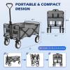 imageFDW 39L Collapsible Wagon Cart Heavy Duty Utility Folding Wagon for Outdoor Sports 330 LBS Weight Capacity Camping Garden and Shopping BlackGray