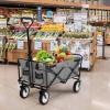 imageFDW 39L Collapsible Wagon Cart Heavy Duty Utility Folding Wagon for Outdoor Sports 330 LBS Weight Capacity Camping Garden and Shopping BlackGray