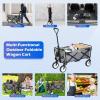 imageFDW 39L Collapsible Wagon Cart Heavy Duty Utility Folding Wagon for Outdoor Sports 330 LBS Weight Capacity Camping Garden and Shopping BlackGray