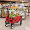 imageFDW 39L Collapsible Wagon Cart Heavy Duty Utility Folding Wagon for Outdoor Sports 330 LBS Weight Capacity Camping Garden and Shopping BlackRed