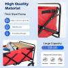 imageFDW 39L Collapsible Wagon Cart Heavy Duty Utility Folding Wagon for Outdoor Sports 330 LBS Weight Capacity Camping Garden and Shopping BlackRed