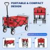 imageFDW 39L Collapsible Wagon Cart Heavy Duty Utility Folding Wagon for Outdoor Sports 330 LBS Weight Capacity Camping Garden and Shopping BlackRed