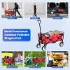imageFDW 39L Collapsible Wagon Cart Heavy Duty Utility Folding Wagon for Outdoor Sports 330 LBS Weight Capacity Camping Garden and Shopping BlackRed