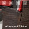 imageFDW 4 Piece Patio Furniture Sets Wicker Conversation Set 4 AllWeather Outdoor Sectional Patio Sofa for Porch Deck with Blue Cushion Brown Rattan Sofa ChairBrown and Red