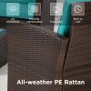 imageFDW 4 Piece Patio Furniture Sets Wicker Conversation Set 4 AllWeather Outdoor Sectional Patio Sofa for Porch Deck with Blue Cushion Brown Rattan Sofa ChairBrown and Blue