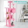 imageFDW Cat Tree 54in Cat Tower MultiLevel Durable Cat Scratching Post ampamp Cozy Fun Cat Jumping Platform Space Saving Cat Condo Pet Play House for Indoor CatsDark GrayPink