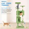 imageFDW Cat Tree 54in Cat Tower MultiLevel Durable Cat Scratching Post ampamp Cozy Fun Cat Jumping Platform Space Saving Cat Condo Pet Play House for Indoor CatsBeigeGreen