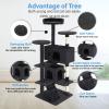 imageFDW Cat Tree 54in Cat Tower MultiLevel Durable Cat Scratching Post ampamp Cozy Fun Cat Jumping Platform Space Saving Cat Condo Pet Play House for Indoor CatsBeigeDark Gray