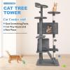 imageFDW Cat Tree 54in Cat Tower MultiLevel Durable Cat Scratching Post ampamp Cozy Fun Cat Jumping Platform Space Saving Cat Condo Pet Play House for Indoor CatsDark GrayLight Gray