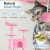 imageFDW Cat Tree 54in Cat Tower MultiLevel Durable Cat Scratching Post ampamp Cozy Fun Cat Jumping Platform Space Saving Cat Condo Pet Play House for Indoor CatsDark GrayPink