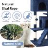 imageFDW Cat Tree 54in Cat Tower MultiLevel Durable Cat Scratching Post ampamp Cozy Fun Cat Jumping Platform Space Saving Cat Condo Pet Play House for Indoor CatsBeigeDark Blue
