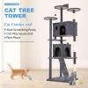 imageFDW Cat Tree 54in Cat Tower MultiLevel Durable Cat Scratching Post ampamp Cozy Fun Cat Jumping Platform Space Saving Cat Condo Pet Play House for Indoor CatsBeigeDark Gray