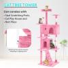 imageFDW Cat Tree 54in Cat Tower MultiLevel Durable Cat Scratching Post ampamp Cozy Fun Cat Jumping Platform Space Saving Cat Condo Pet Play House for Indoor CatsBeigePink