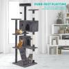 imageFDW Cat Tree 54in Cat Tower MultiLevel Durable Cat Scratching Post ampamp Cozy Fun Cat Jumping Platform Space Saving Cat Condo Pet Play House for Indoor CatsDark GrayLight Gray