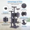 imageFDW Cat Tree 54in Cat Tower MultiLevel Durable Cat Scratching Post ampamp Cozy Fun Cat Jumping Platform Space Saving Cat Condo Pet Play House for Indoor CatsBeigeAshy