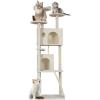 imageFDW Cat Tree 54in Cat Tower MultiLevel Durable Cat Scratching Post ampamp Cozy Fun Cat Jumping Platform Space Saving Cat Condo Pet Play House for Indoor CatsBeigeBeige