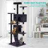 imageFDW Cat Tree 54in Cat Tower MultiLevel Durable Cat Scratching Post ampamp Cozy Fun Cat Jumping Platform Space Saving Cat Condo Pet Play House for Indoor CatsBeigeAshy