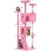 imageFDW Cat Tree 54in Cat Tower MultiLevel Durable Cat Scratching Post ampamp Cozy Fun Cat Jumping Platform Space Saving Cat Condo Pet Play House for Indoor CatsDark GrayPink
