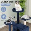 imageFDW Cat Tree 54in Cat Tower MultiLevel Durable Cat Scratching Post ampamp Cozy Fun Cat Jumping Platform Space Saving Cat Condo Pet Play House for Indoor CatsBeigeDark Blue