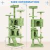 imageFDW Cat Tree 54in Cat Tower MultiLevel Durable Cat Scratching Post ampamp Cozy Fun Cat Jumping Platform Space Saving Cat Condo Pet Play House for Indoor CatsBeigeGreen