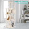 imageFDW Cat Tree 54in Cat Tower MultiLevel Durable Cat Scratching Post ampamp Cozy Fun Cat Jumping Platform Space Saving Cat Condo Pet Play House for Indoor CatsBeigeBeige