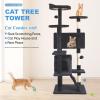 imageFDW Cat Tree 54in Cat Tower MultiLevel Durable Cat Scratching Post ampamp Cozy Fun Cat Jumping Platform Space Saving Cat Condo Pet Play House for Indoor CatsBeigeDark Gray