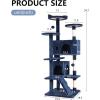 imageFDW Cat Tree 54in Cat Tower MultiLevel Durable Cat Scratching Post ampamp Cozy Fun Cat Jumping Platform Space Saving Cat Condo Pet Play House for Indoor CatsBeigeDark Blue