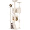imageFDW Cat Tree 54in Cat Tower MultiLevel Durable Cat Scratching Post ampamp Cozy Fun Cat Jumping Platform Space Saving Cat Condo Pet Play House for Indoor CatsBeigeBeige