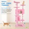 imageFDW Cat Tree 54in Cat Tower MultiLevel Durable Cat Scratching Post ampamp Cozy Fun Cat Jumping Platform Space Saving Cat Condo Pet Play House for Indoor CatsBeigePink