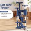 imageFDW Cat Tree 54in Cat Tower MultiLevel Durable Cat Scratching Post ampamp Cozy Fun Cat Jumping Platform Space Saving Cat Condo Pet Play House for Indoor CatsBeigeDark Blue