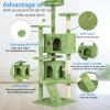 imageFDW Cat Tree 54in Cat Tower MultiLevel Durable Cat Scratching Post ampamp Cozy Fun Cat Jumping Platform Space Saving Cat Condo Pet Play House for Indoor CatsBeigeGreen