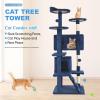 imageFDW Cat Tree 54in Cat Tower MultiLevel Durable Cat Scratching Post ampamp Cozy Fun Cat Jumping Platform Space Saving Cat Condo Pet Play House for Indoor CatsDark GrayNavy Blue