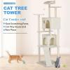 imageFDW Cat Tree 54in Cat Tower MultiLevel Durable Cat Scratching Post ampamp Cozy Fun Cat Jumping Platform Space Saving Cat Condo Pet Play House for Indoor CatsBeigeBeige
