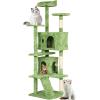 imageFDW Cat Tree 54in Cat Tower MultiLevel Durable Cat Scratching Post ampamp Cozy Fun Cat Jumping Platform Space Saving Cat Condo Pet Play House for Indoor CatsBeigeGreen