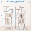 imageFDW Cat Tree 54in Cat Tower MultiLevel Durable Cat Scratching Post ampamp Cozy Fun Cat Jumping Platform Space Saving Cat Condo Pet Play House for Indoor CatsBeigeBeige