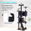 imageFDW Cat Tree 54in Cat Tower MultiLevel Durable Cat Scratching Post ampamp Cozy Fun Cat Jumping Platform Space Saving Cat Condo Pet Play House for Indoor CatsBeigeAshy